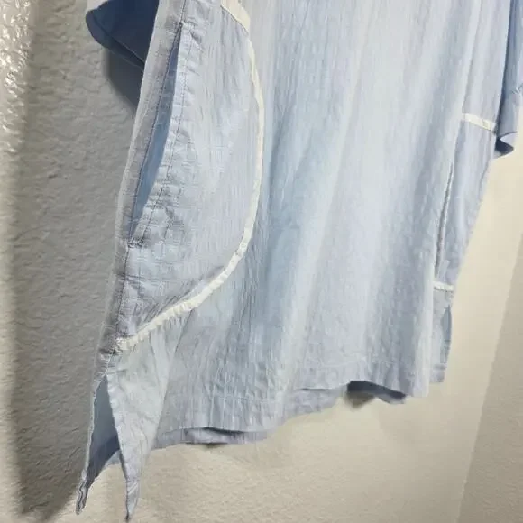 Pomander Place "Lizzie" Sky Blue Coverup Dress, Med Cotton, V-Neck tunic - Picture 5 of 10